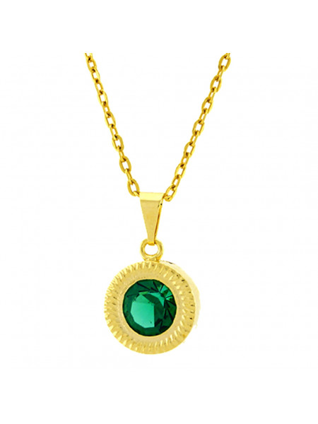 Gargantilha Horus Import Ponto Luz Eye Verde Esmeralda Banhada Ouro Amarelo 18 K - 1061131