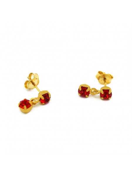 Par Brincos Horus Import Pingente Vermelho Rubi Banhado Ouro 18 k - 1030014