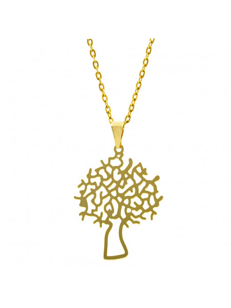 Gargantilha Horus Import Árvore da Vida Lisa Banhada Ouro Amarelo 18 K 1060167 