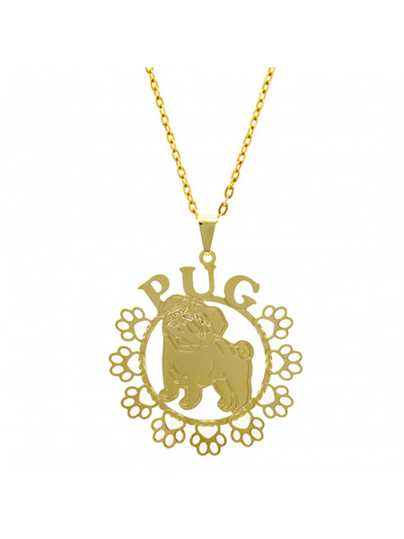 Gargantilha Horus Import Pug Banhada Ouro Amarelo 18 K 1060172