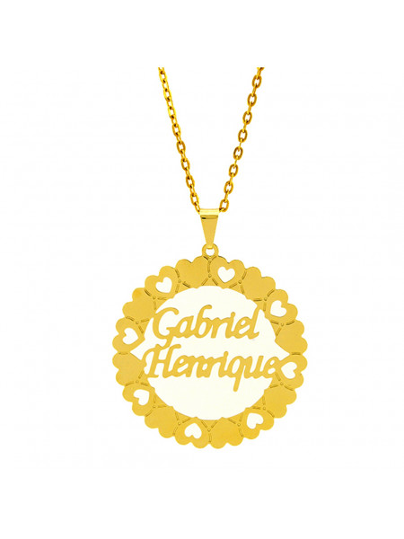 Gargantilha Mandala Horus Import Manuscrito Gabriel - Henrique Banho Ouro Amarelo 18 K - 1060190