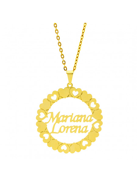 Gargantilha Mandala Horus Import Manuscrito Mariana Lorena Banho Ouro Amarelo 18 K - 1060202