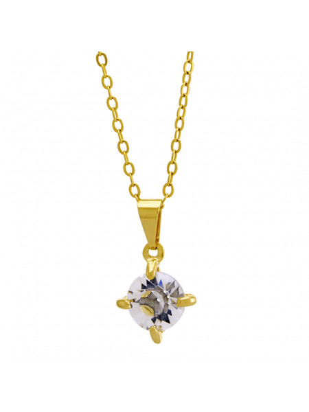 Gargantilha Ponto Luz Cristal Banhada Ouro 18 K - 1061106