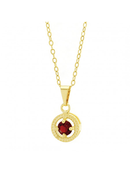 Gargantilha Horus Import Ponto Luz Medal Vermelho Rubi Banhada Ouro 18 K - 1061144