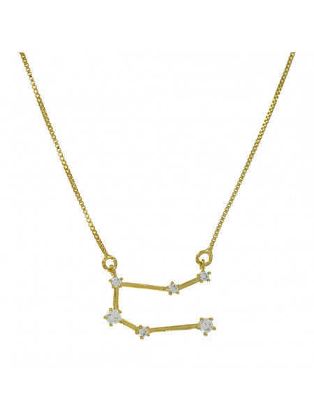 Colar Signo Gêmeos Pedras Zircônia Banhada em Ouro 18K - 1061189