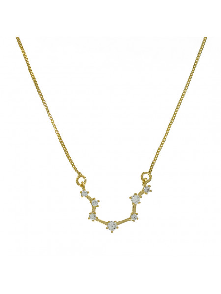 Colar Signo Aquário Pedras Zircônia Banhada em Ouro 18K - 1061190