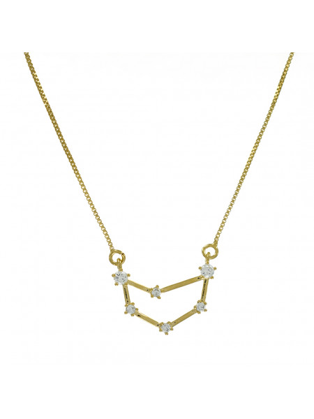 Colar Signo Capricórnio Pedras Zircônia Banhada em Ouro 18K - 1061191