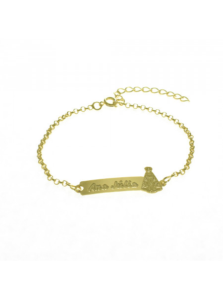 Pulseira Feminina Nome  Ana Júlia Banhada Ouro 18K -1080037