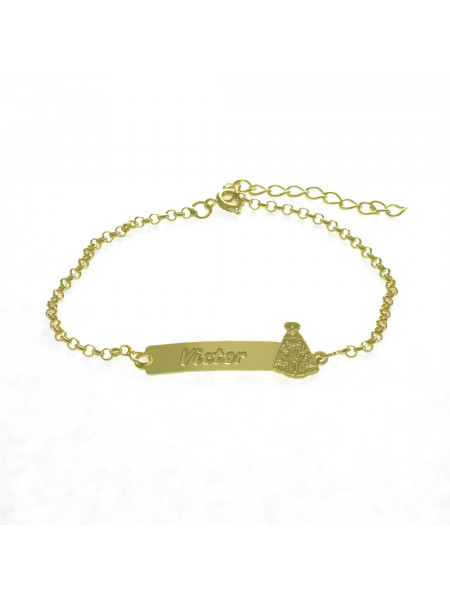 Pulseira Feminina Nome Victor Banhada Ouro 18K -1080045