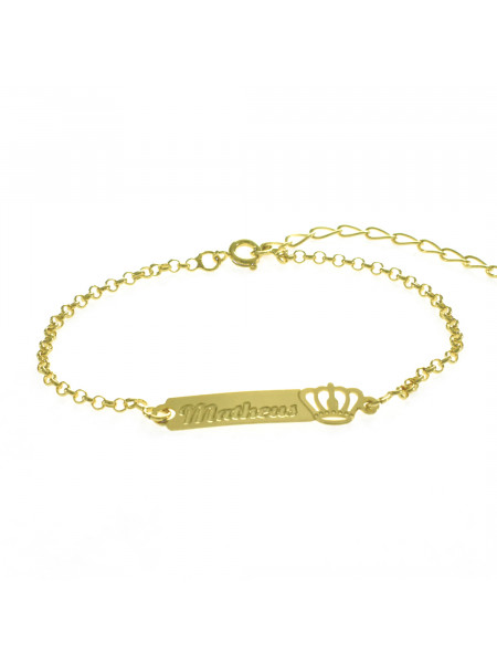 Pulseira Feminina Nome Matheus Banhada Ouro 18K -1080052