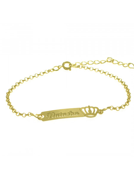 Pulseira Feminina Nome Natasha Banhada Ouro 18K -1080054