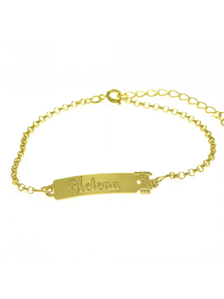 Pulseira Feminina Nome Helena Banhada Ouro 18K -1080069