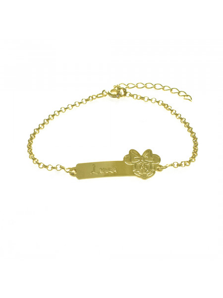 Pulseira Feminina Nome Laura Banhada Ouro 18K -1080082