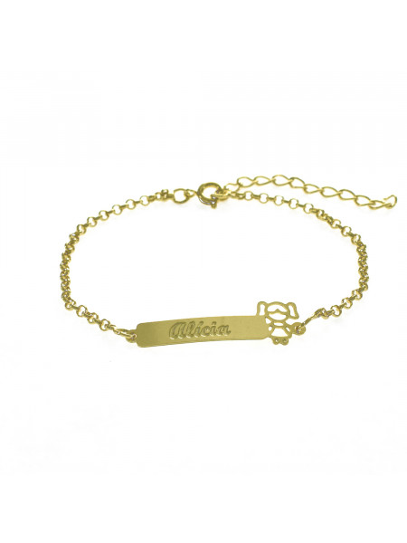 Pulseira Feminina Nome Alícia Banhada Ouro 18K -1080085