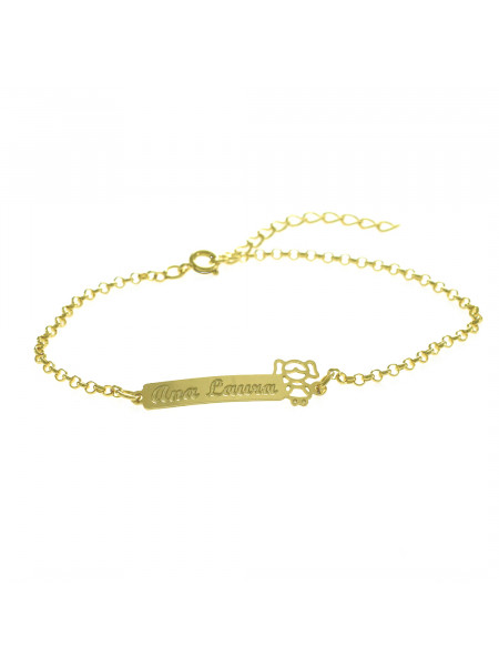 Pulseira Feminina Nome Ana Laura Banhada Ouro 18K -1080086