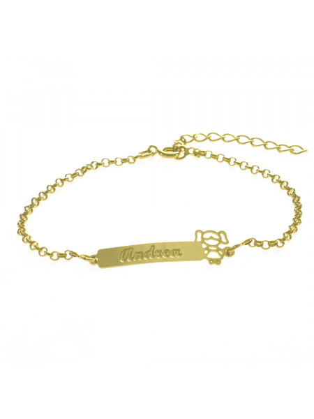 Pulseira Feminina Nome Andrea Banhada Ouro 18K -1080087