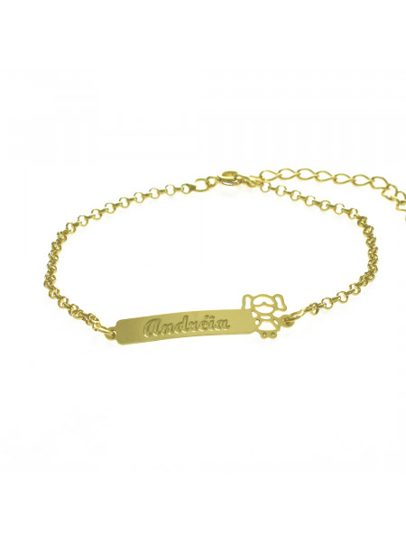 Pulseira Feminina Nome Andréia Banhada Ouro 18K -1080088