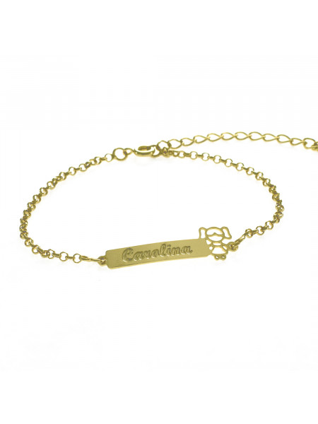 Pulseira Feminina Nome Carolina Banhada Ouro 18K -1080091