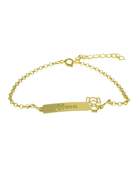 Pulseira Feminina Nome Clara Banhada Ouro 18K -1080092