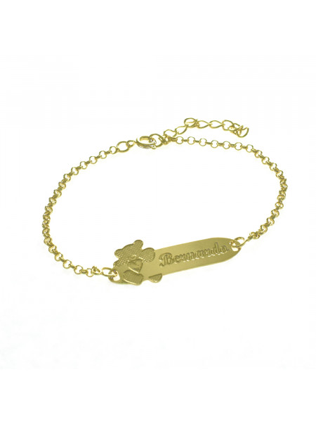 Pulseira Feminina Nome Bernardo Banhada Ouro 18K -1080095f