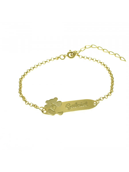 Pulseira Feminina Nome Gabriel Banhada Ouro 18K -1080099