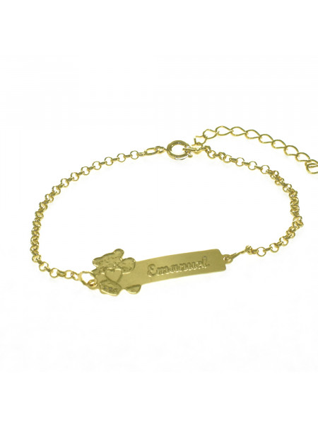 Pulseira Feminina Nome Emanuel Banhada Ouro 18K -1080112