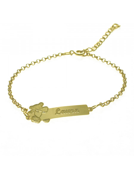 Pulseira Feminina Nome Laura Banhada Ouro 18K -1080122