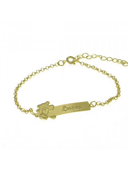 Pulseira Feminina Nome Lucas Banhada Ouro 18K -1080125