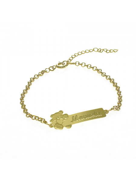 Pulseira Feminina Nome Manuela Banhada Ouro 18K -1080126