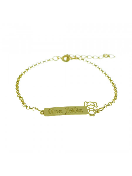 Pulseira Feminina Nome Ana Júlia Banhada Ouro 18k - 1080146