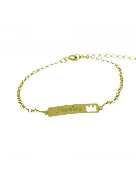 Pulseira Feminina Nome Nícolas Banhada Ouro 18K - 1080164