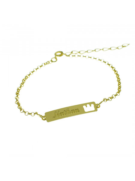 Pulseira Feminina Nome Nathan Banhada Ouro 18K - 1080171