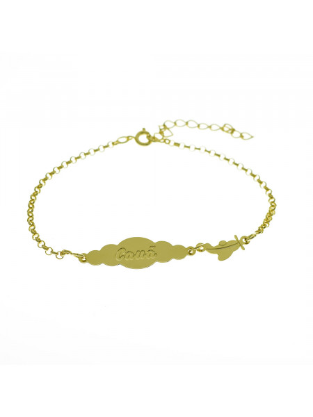 Pulseira Feminina Nome Cauã Banhada Ouro 18K - 1080175