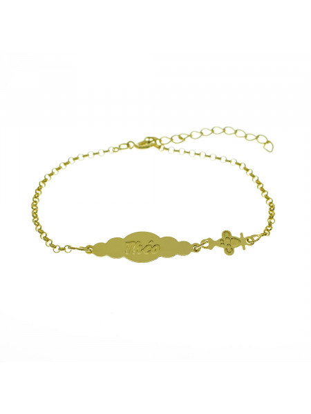 Pulseira Feminina Nome Théo Banhada Ouro 18K - 1080176