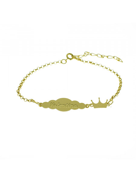 Pulseira Feminina Nome Valentina Banhada Ouro 18K - 1080187