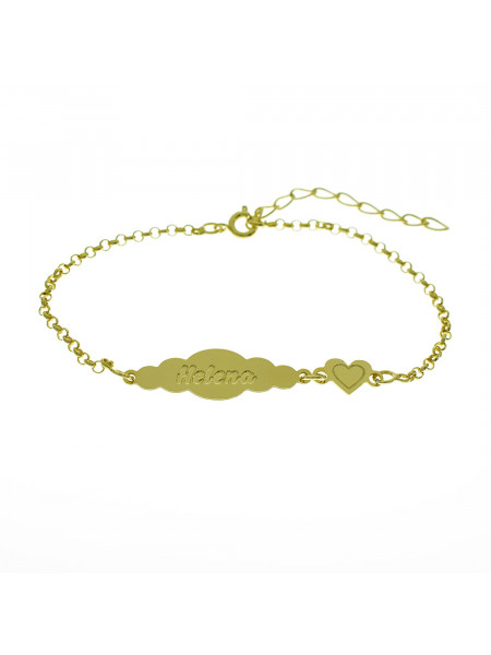 Pulseira Feminina Nome Helena Banhada Ouro 18K - 1080190