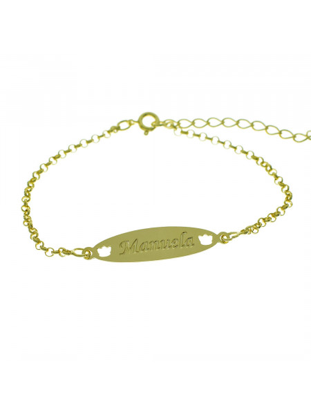 Pulseira Feminina Nome Manuela Banhada Ouro 18K - 1080198