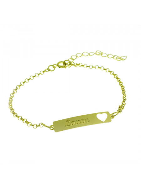 Pulseira Feminina Nome Laura Banhada Ouro 18K - 1080217