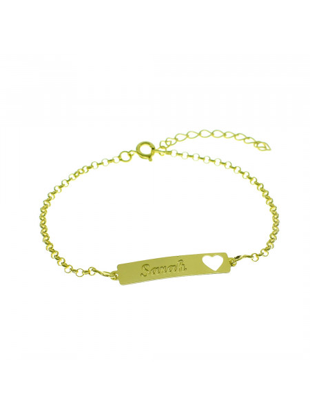 Pulseira Feminina Nome Sarah Banhada Ouro 18K - 1080230