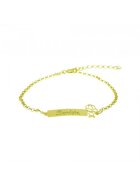 Pulseira Feminina Nome Benício Banhada Ouro 18K - 1080239