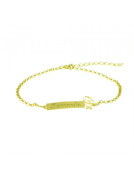 Pulseira Feminina Nome Bernardo Banhada Ouro 18K - 1080240