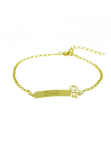 Pulseira Feminina Nome Davi Banhada Ouro 18K - 1080243