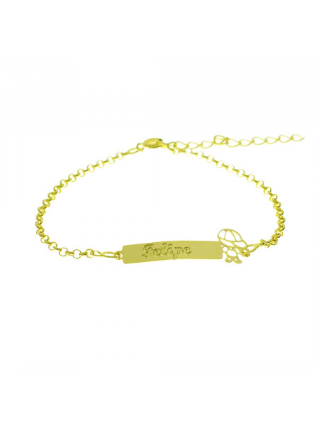 Pulseira Feminina Nome Felipe Banhada Ouro 18K - 1080245