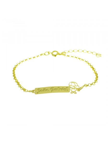 Pulseira Feminina Nome João Gabriel Banhada Ouro 18K - 1080249