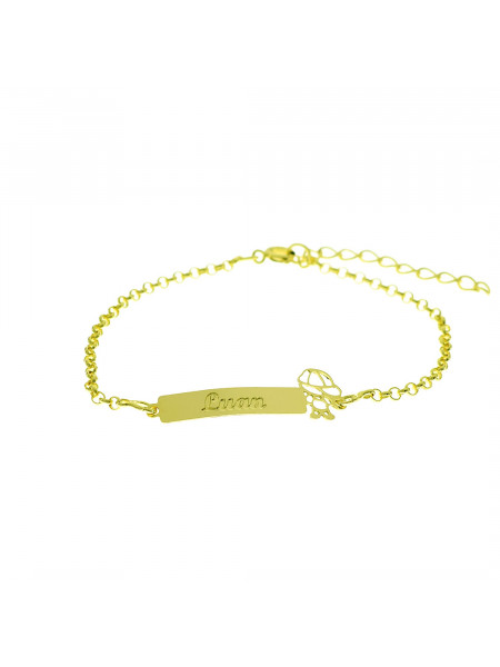 Pulseira Feminina Nome Luan Banhada Ouro 18K - 1080251