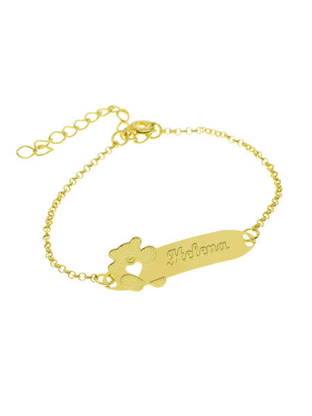 Pulseira Infantil Nome Helena Banhada Ouro 18K - 1080261