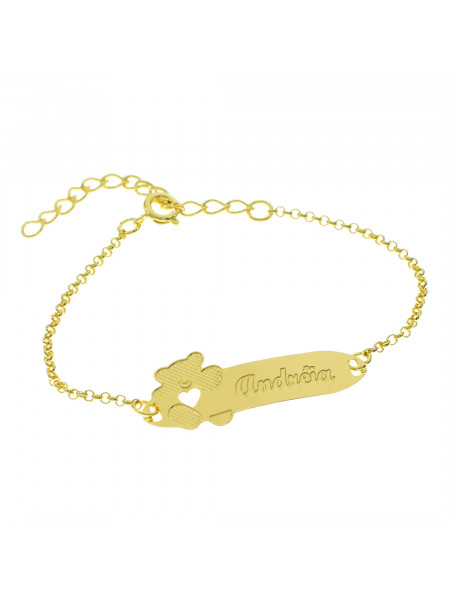 Pulseira Infantil Nome Andréia Banhada Ouro 18K - 1080278