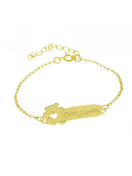 Pulseira Infantil Nome Ana Maria Banhada Ouro 18K - 1080280