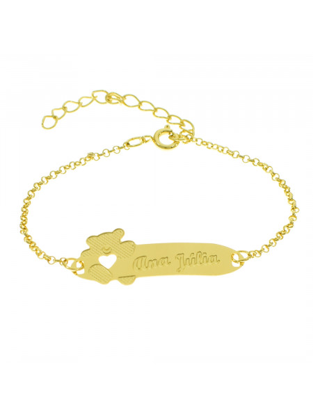 Pulseira Infantil Nome Ana Júlia Banhada Ouro 18K - 1080302