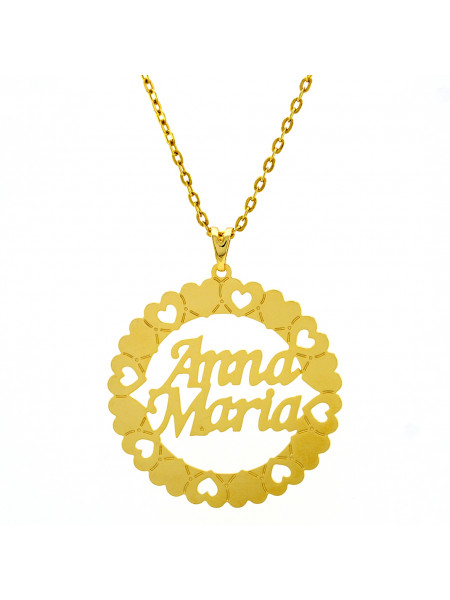 Gargantilha Pingente Mandala Manuscrito ANNA MARIA Banho Ouro 18 K - 1060229